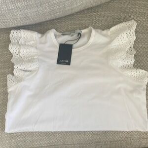 Joe’s white eyelet sleeve summer shirt